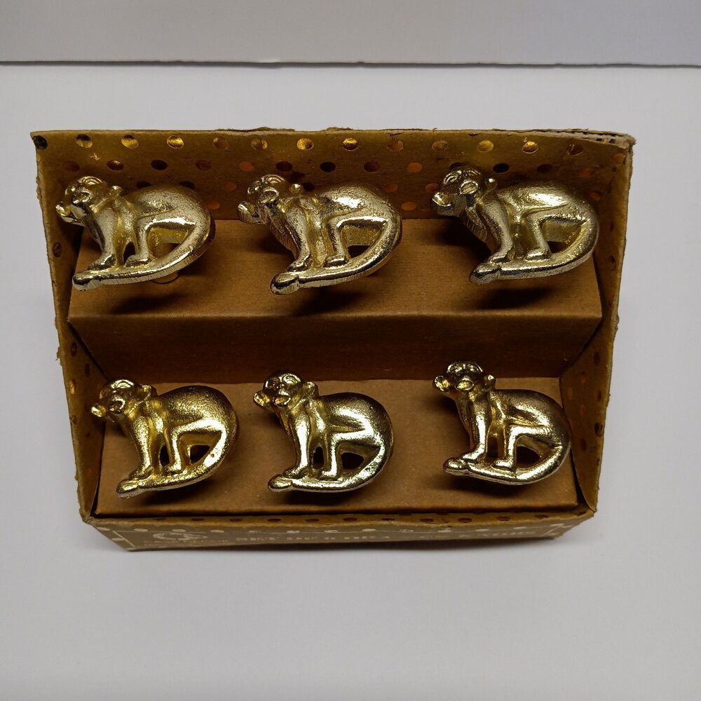 Casa Decor Home Design Concepts Set Of 6 Golden Monkey Drawer Knobs New